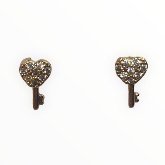 Heart key studs
