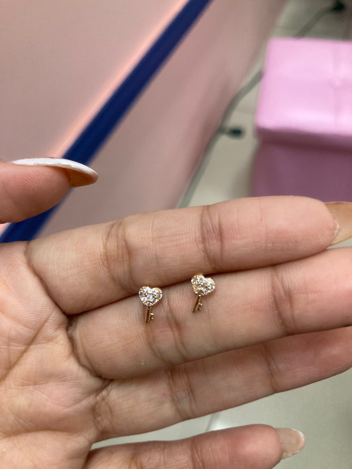Heart key studs