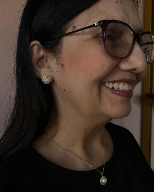 Set Perlas clásicas de Mamá- collar y aritos