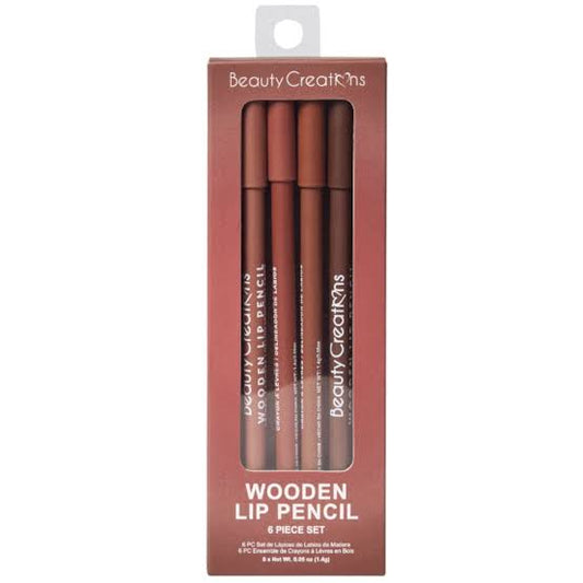 Wooden Lip Pencil set tono Nude 6 pcs